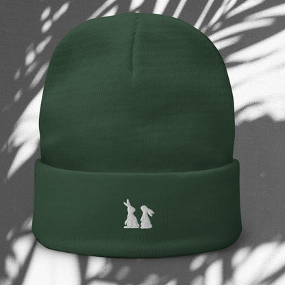 Bunnies-Embroidered Beanie