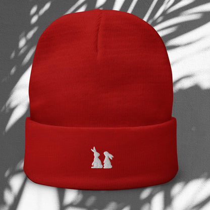 Bunnies-Embroidered Beanie